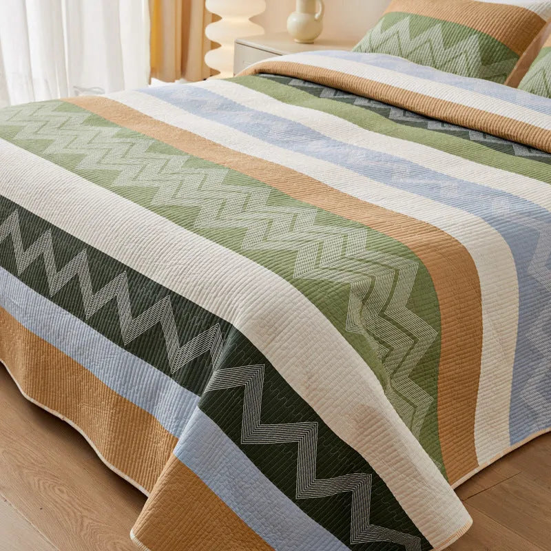 Pure cotton printed bed sheet set in modern simple design showing bedspread style