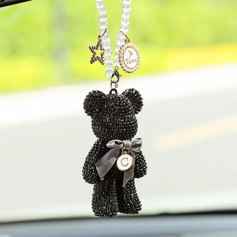 Violent bear design car rearview mirror pendant with crystal rhinestones in three colour options