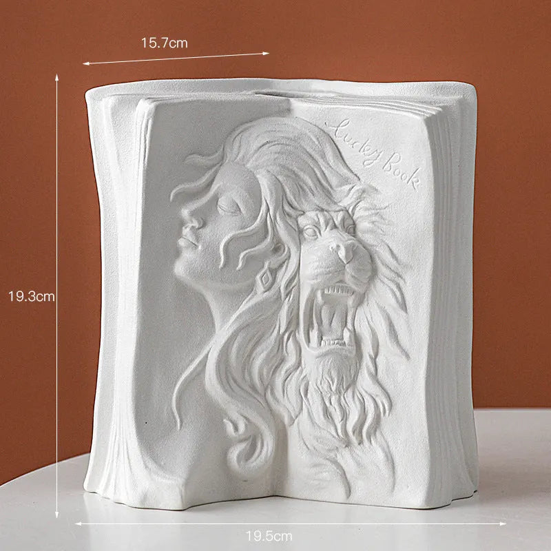 Glazed ceramic book stand in a modern style, shown in one of four colour options for desktop decoration.