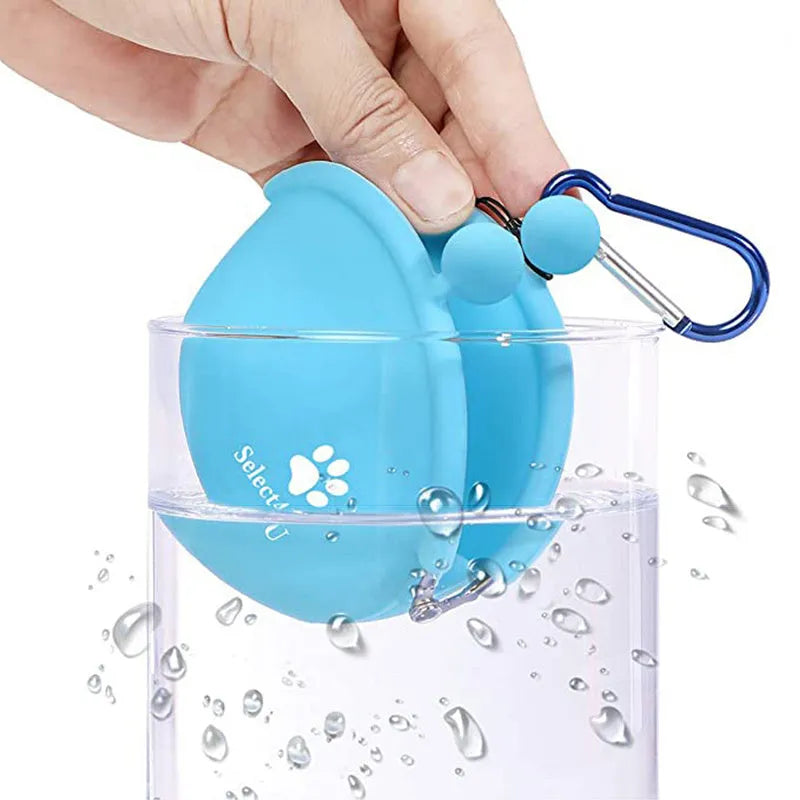 Yellow silicone dog treat bag with hook and loop fastening for training and walks