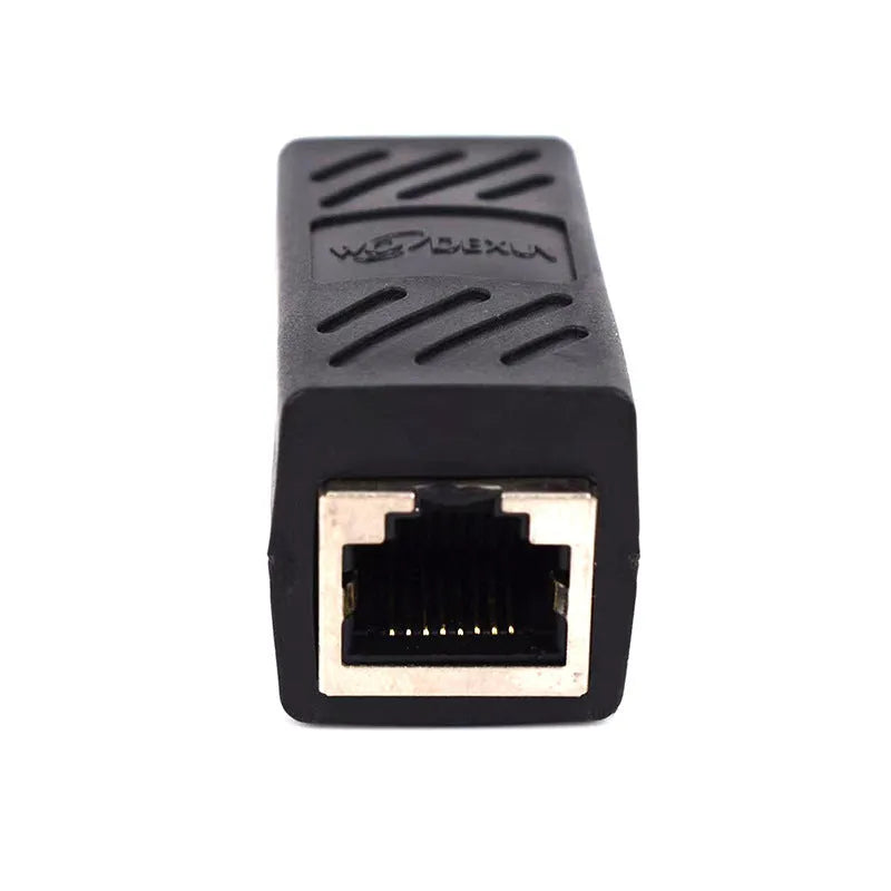 Black RJ45 female-to-female network cable coupler extender adapter