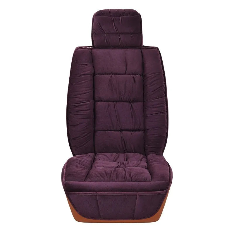 Winter short plush car seat cushion in multiple colour options including grey, beige, and black
