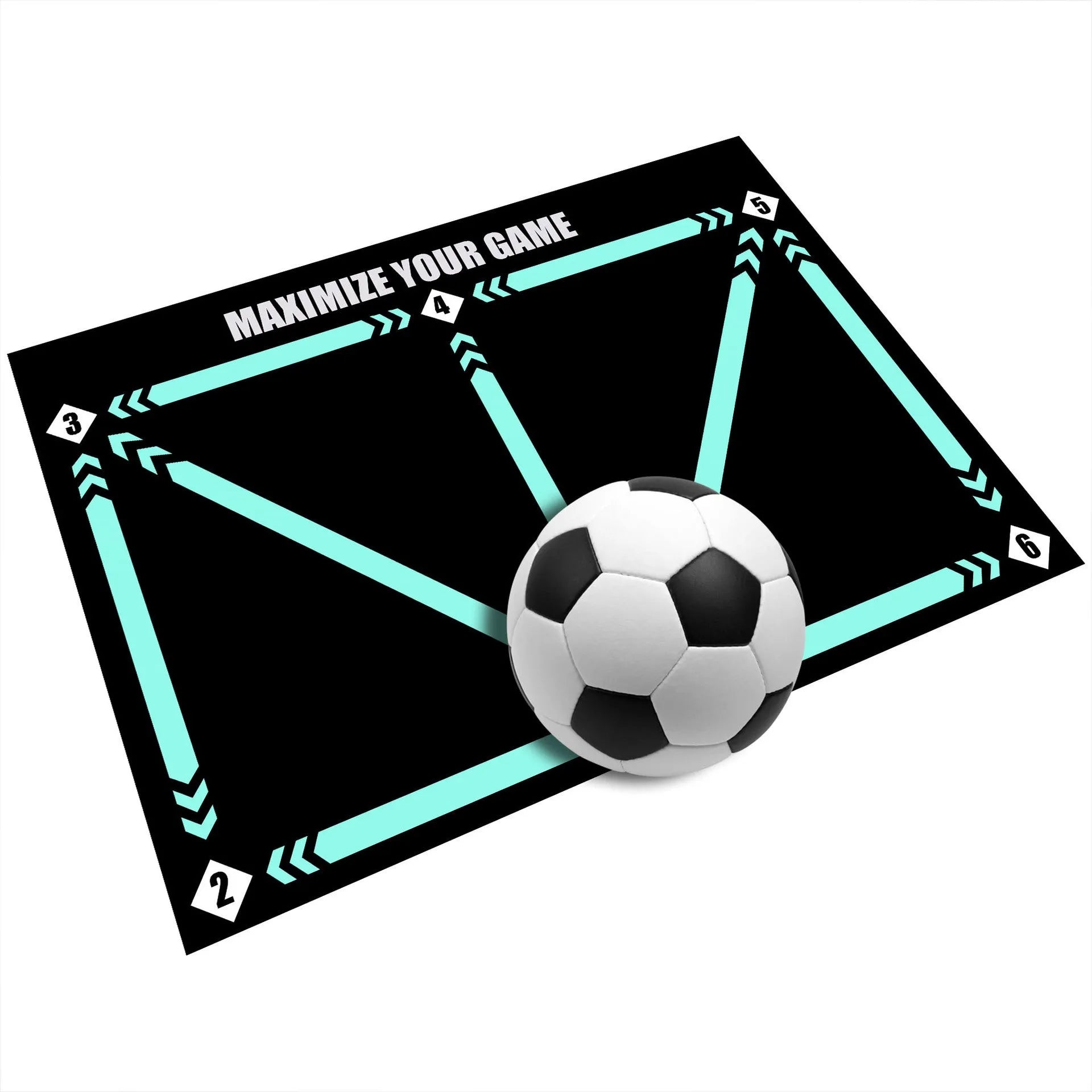 Black rectangular football training mat measuring 60cm by 90cm on a flat surface.
