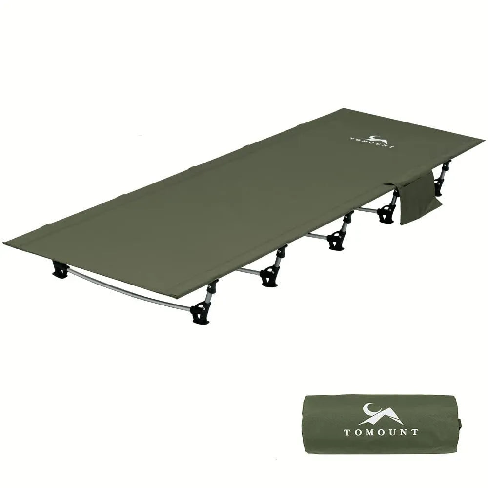 Ultra-light folding camping bed, 190x65x15cm, aluminium alloy frame, Oxford cloth, army green