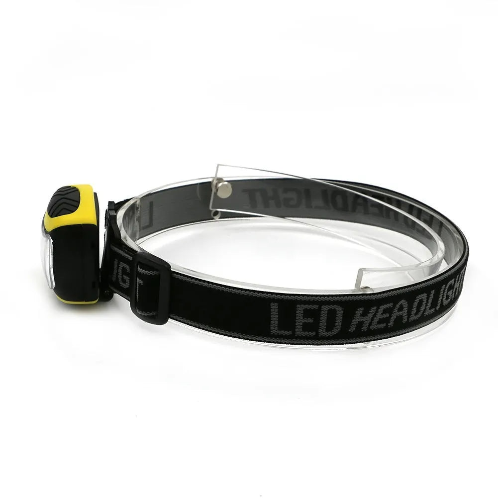 Yellow Major brand rechargeable LED headlamp with three speed settings.