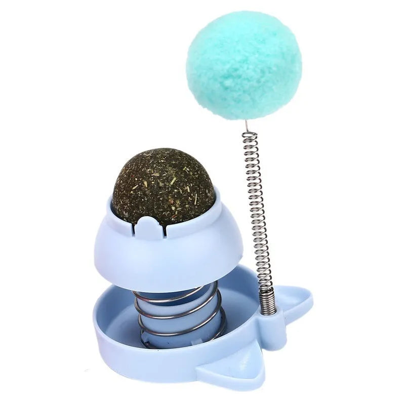 55mm mint-flavoured cat toy ball with self-hi feature and teasing stick for teeth cleaning