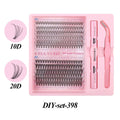 DIY single cluster individual false eyelashes set with artificial fibre mixed split type design showing 15.5 cm length
