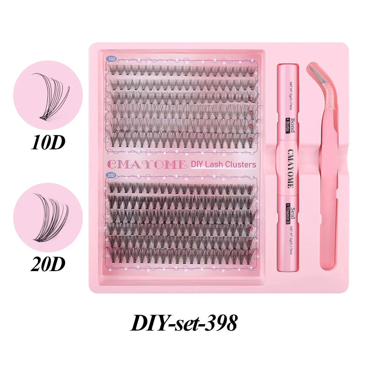 DIY single cluster individual false eyelashes set with artificial fibre mixed split type design showing 15.5 cm length