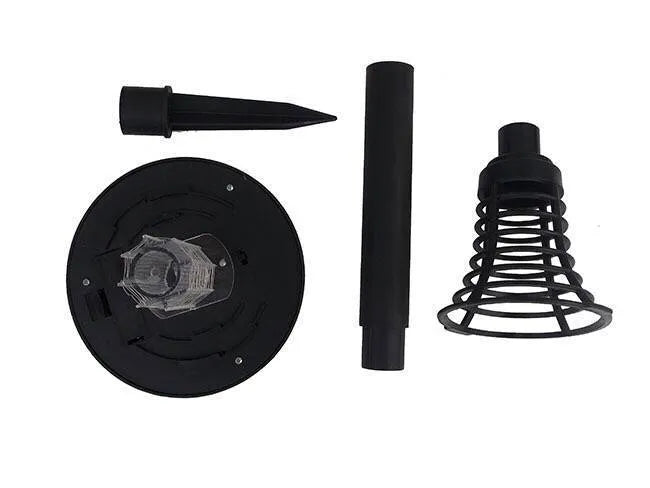 Black solar mosquito lamp with UV purple light and white light LEDs for garden insect control
