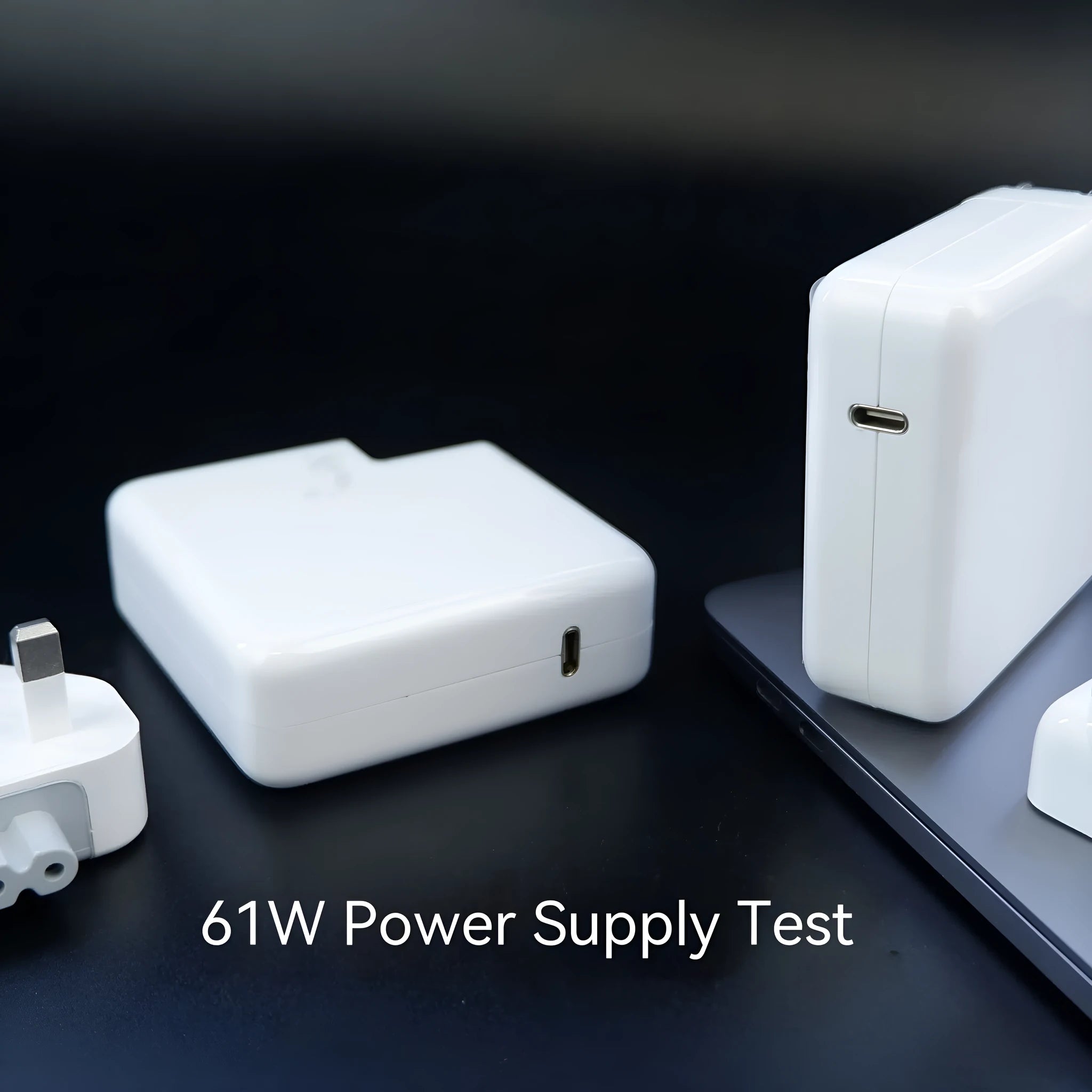 61W laptop power adapter charger with 2m C to C cable and multiple plug options
