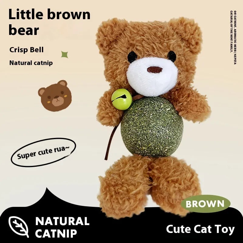 Plush catnip ball toy with mint centre and bell in 15x7x4cm size for kittens