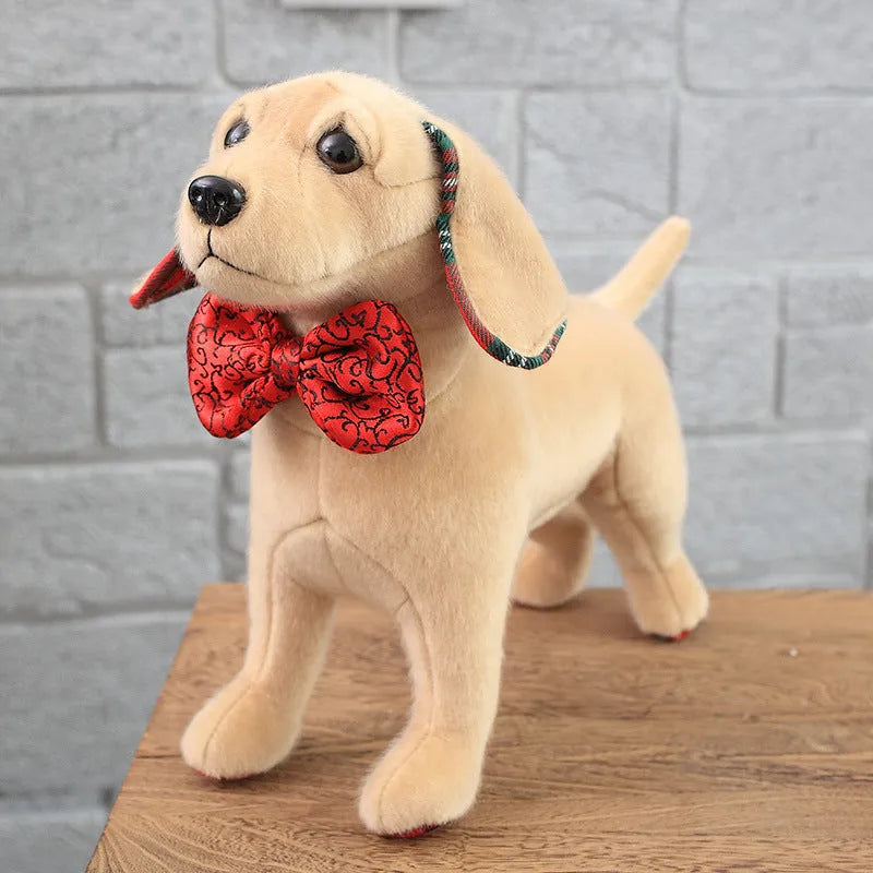Dressing artificial dog plush toy in mink fur, bulldog style, large size 55-60cm, displayed on a surface