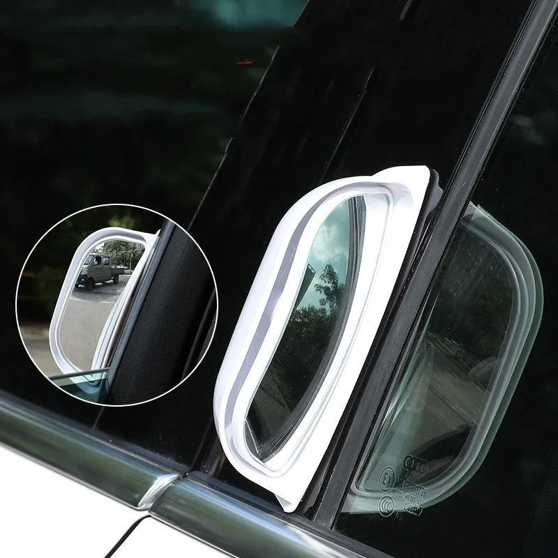 Black and white universal wide angle two-row car rearview mirror for blind spot visibility