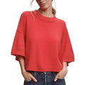Red hot girl style viscose T-shirt with exposed navel design on mannequin