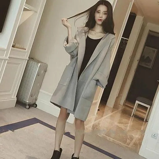 Plus size women's loose thin cotton coat with lace detailing in black, grey, or pink