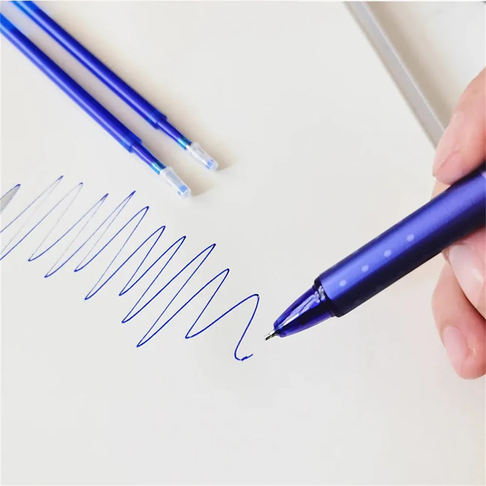 Erasable 0.5mm gel pen with plastic shell and stainless steel nib for school writing