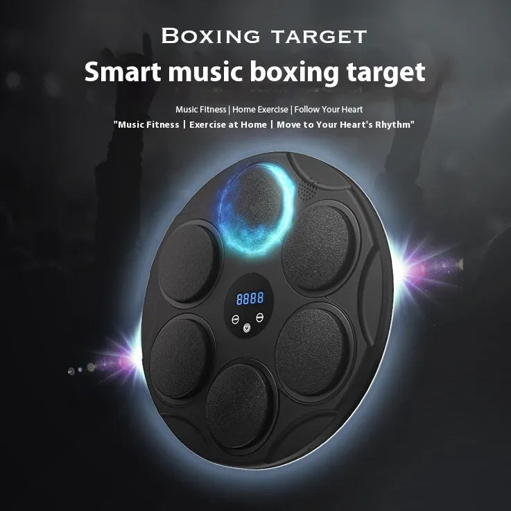 Smart Bluetooth music boxing target with coloured LED lights mounted on wall for fitness training