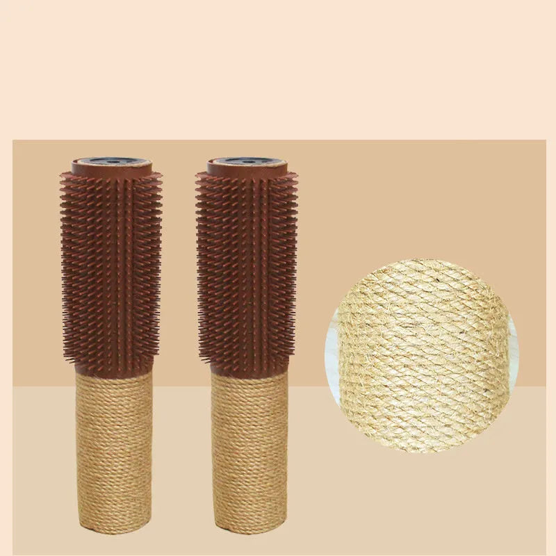 Brown sisal rope cat scratching post measuring 30cm tall with square base