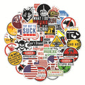 50 waterproof PVC warning stickers for motorcycle helmets with bright film coating