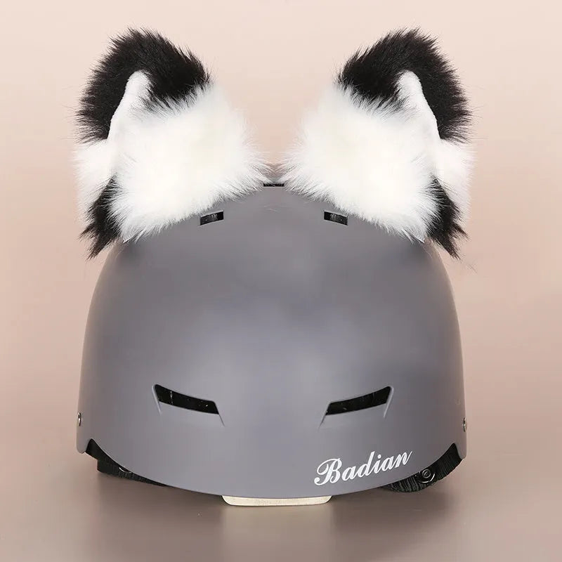 A soft plush cartoon character helmet cover for ears, shown in M size.
