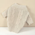 Beige wool dog sweater in sizes XS to XL, casual solid colour pet warm clothes