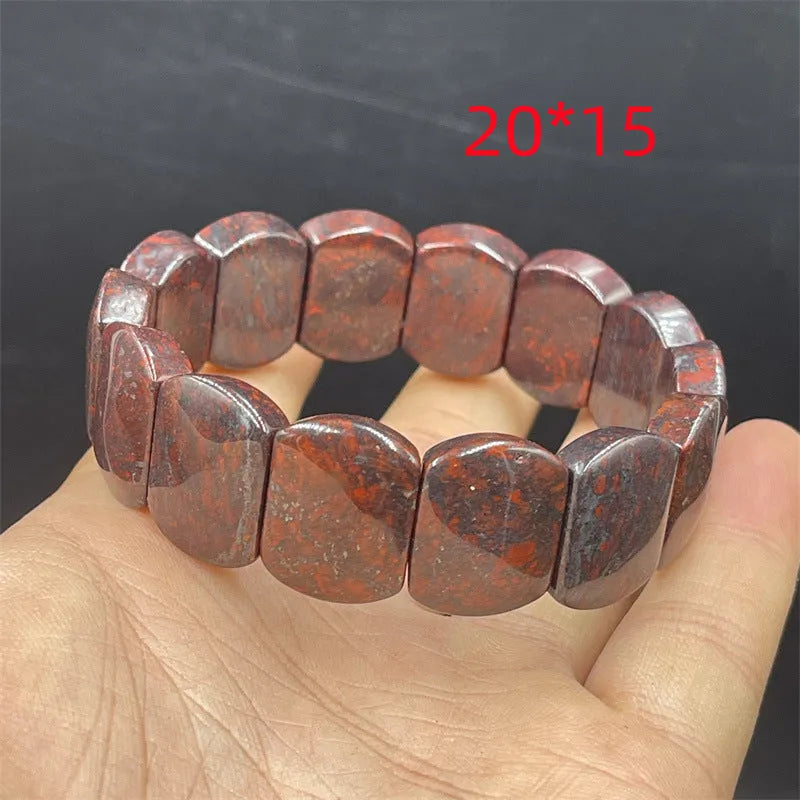 Bloodstone quartz rock jade bracelet showing tiger tooth, bamboo joint, lucky pendant, back of turtle, and cube sugar design options.