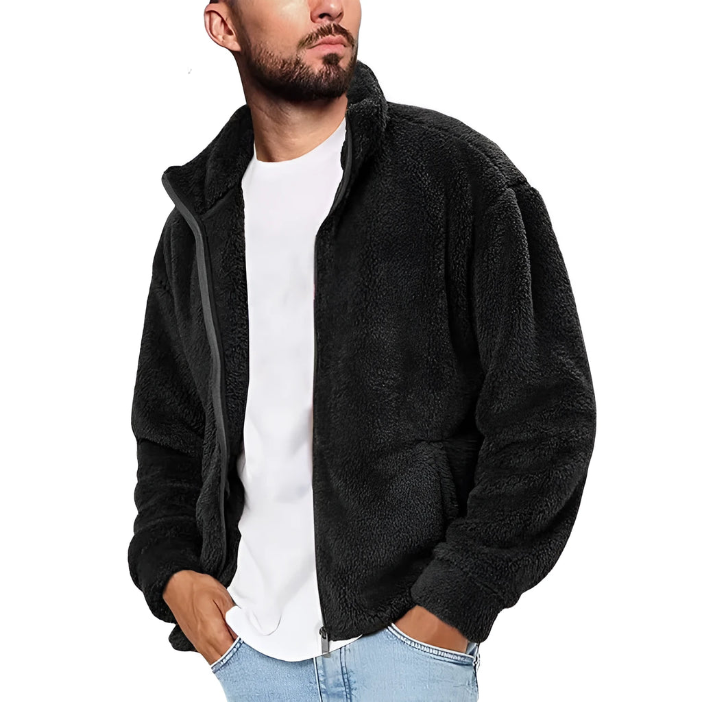 Men's solid colour hooded jacket in polyester, casual style, available in five colours and sizes M to XXL