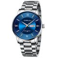 Men's casual business quartz watch with alloy case, 30m waterproof, plexiglass mirror, available in multiple colours