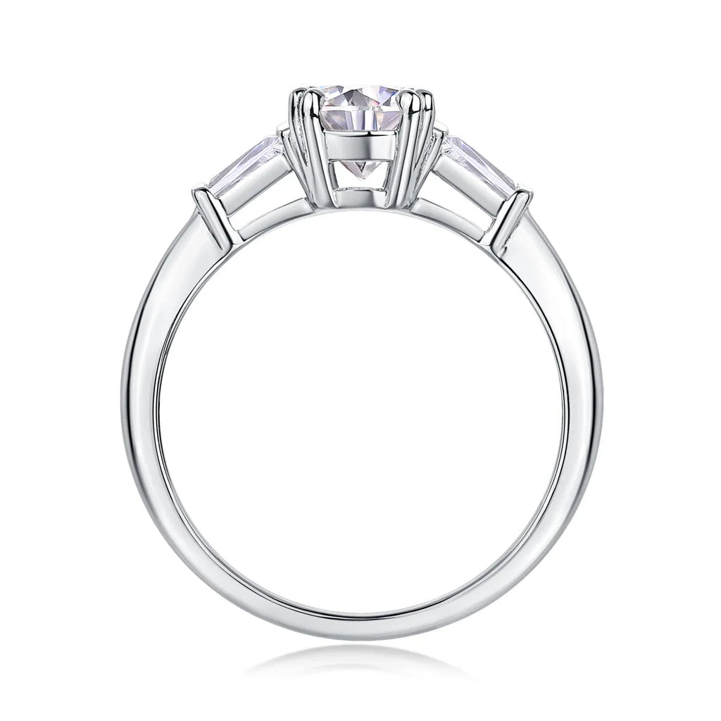 Moissanite wedding ring set 1 carat S925 silver platinum plated in yellow gold, rose gold, and platinum finishes