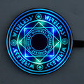 Magic array wireless charger in black with light indicator on desk showing 10W fast charge