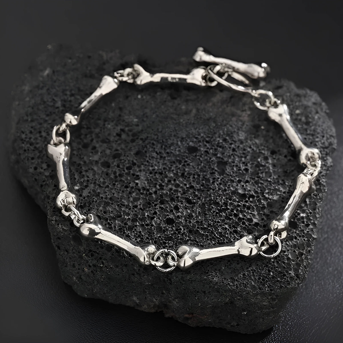Silver bone string bracelet, unisex alloy geometric hip hop jewellery with S965-A colour and gift box option