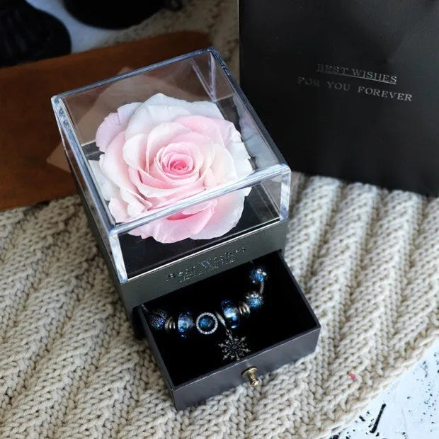 Eternal flower rose jewellery box decorative display gift packaging 8.5 cm