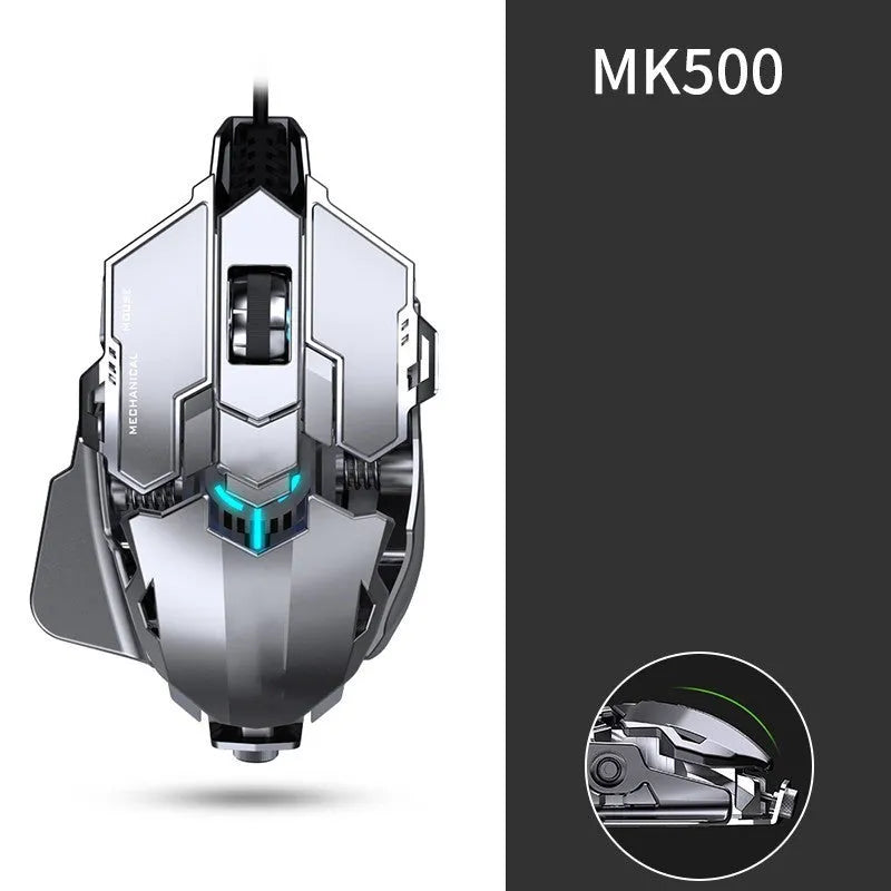 Forerunner MK500 wired esports gaming mouse in metallic black with USB cable