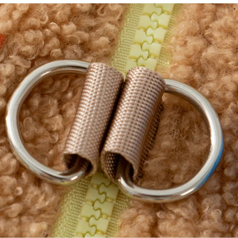 Cute bear embroidered pet fleece jacket with plaid pockets and leash ring for small dogs in yellow