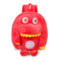 Blue dinosaur plush backpack for children with embroidered design and soft handle