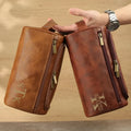 Men's black PU leather travel toiletry bag for storage