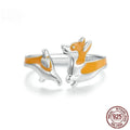 Silver electroplated fashion ring featuring cartoon corgi dog design with SCR1014-E colour finish