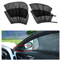 Car side window sunshade mesh screen on car door window, non-woven fabric, elastic strip installation.
