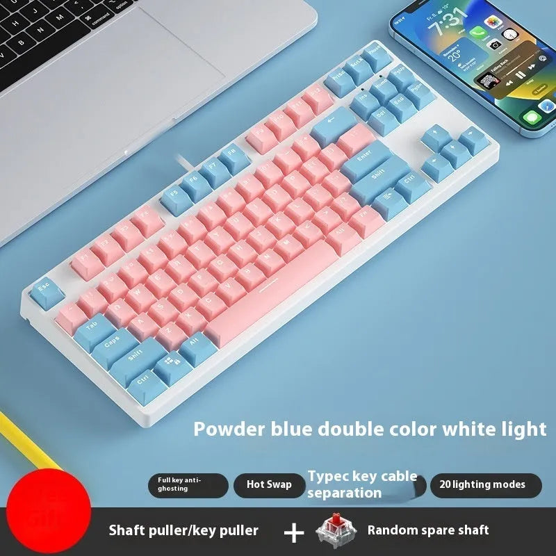 87-key mechanical gaming keyboard with dual-colour backlighting and metal chassis