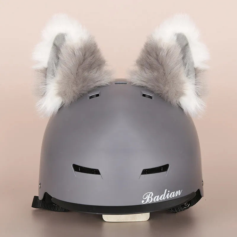 A soft plush cartoon character helmet cover for ears, shown in M size.