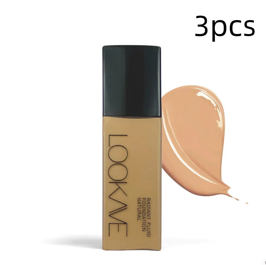 LOOKAVE matte liquid foundation bottle in 21c size with shade options LK63C-01 to LK63C-06