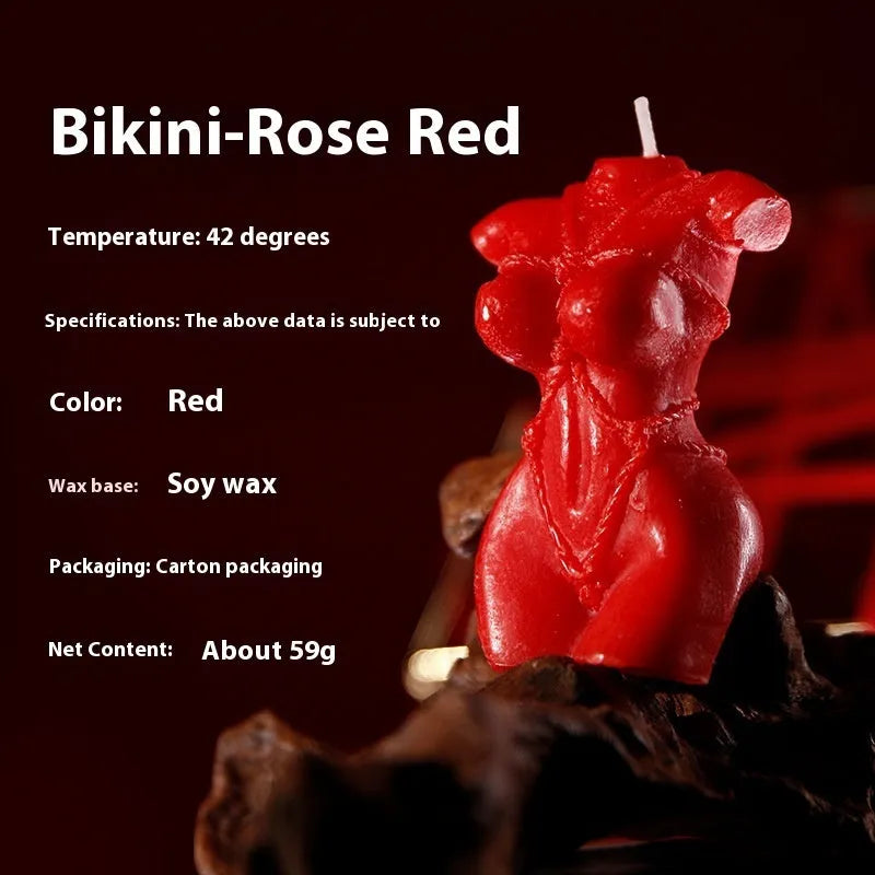 Low temperature sensual massage candle in soy wax, shown in Rose Red colour.