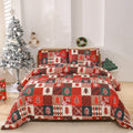 Christmas red plaid pattern three-piece bedding set with quilt cover and pillowcases