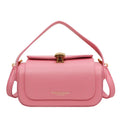 Personalised women's PU leather messenger shoulder bag with letter detailing, shown in beige.