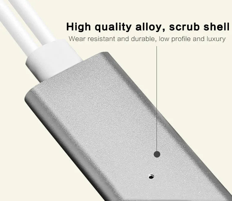 2 in 1 plug-and-play cable with HDMI type adapter, 2 metres, silver colour