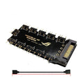 AURA RGB One Point Ten 5V hub black with SATA power cable and 10 ports for PC RGB lighting expansion