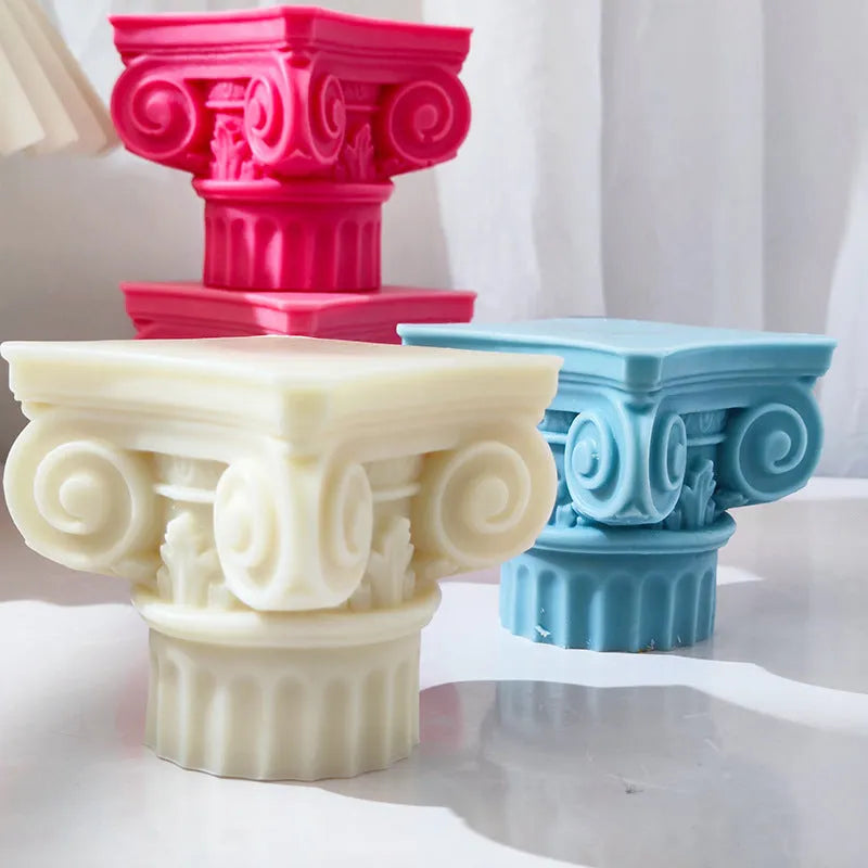 Silicone Roman pillar mould for candles, chocolate, cake, plaster, and decorative crafts