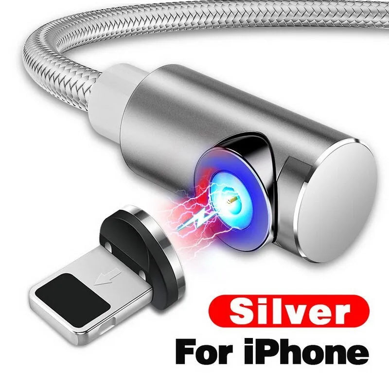 Black magnetic charging cable with aluminium connectors for Micro USB, Type C, and Apple devices.