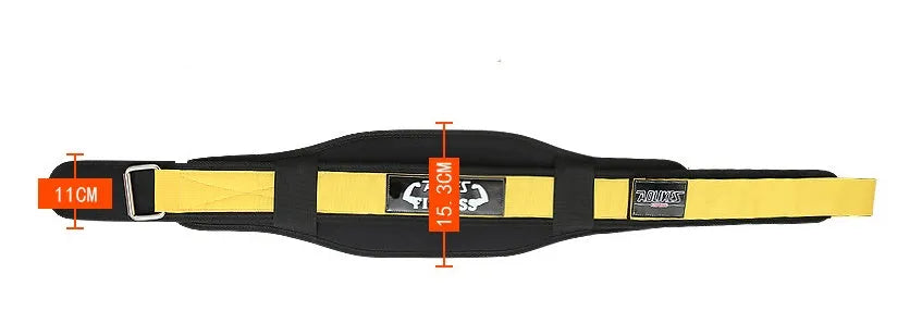 Nylon fitness weightlifting waistband belt in black colour showing adjustable sizing for adult training