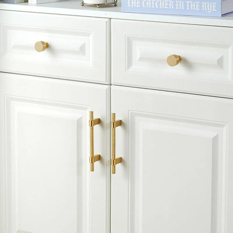 Brass knurled cabinet handle with polished brushed sealing glaze finish for wardrobes, drawers, and cupboards
